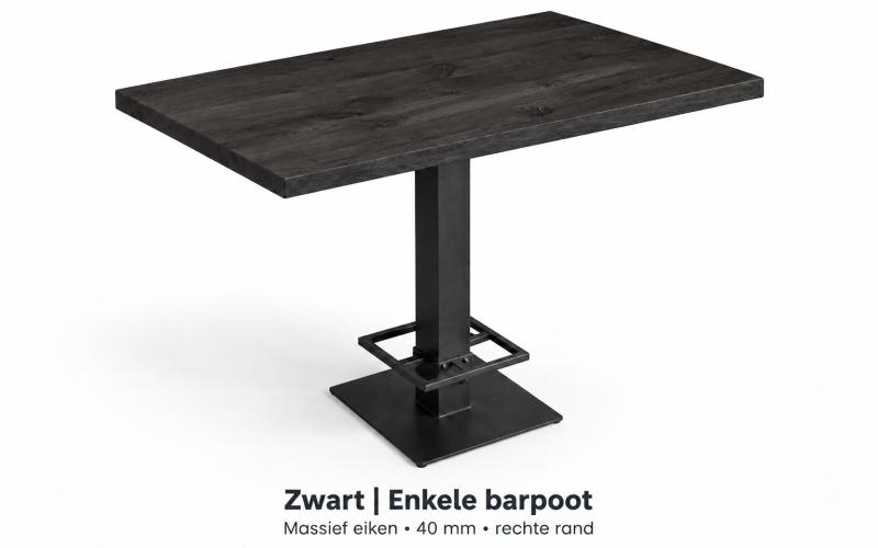 Compacte eiken bartafel met rechte rand &ndash; enkele barpoot